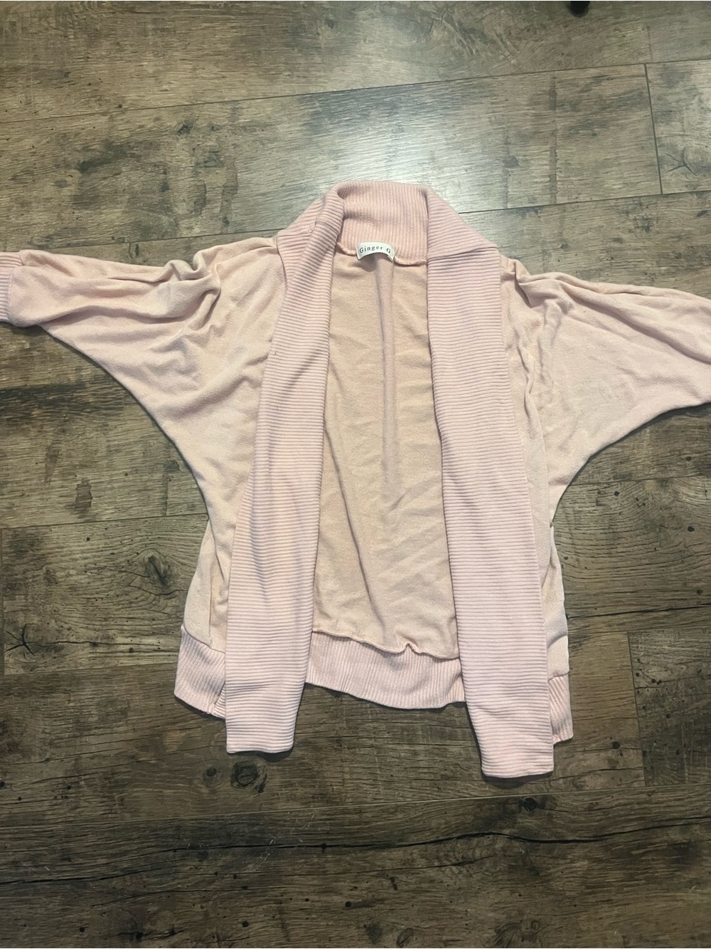 Ginger G Blush Open-Front Draped Cardigan